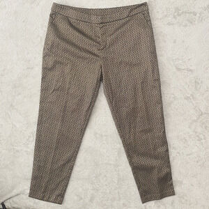 Garnet Hill Ankle Pants Womens Sz 18 Black‎ Gold Metallic Pockets Career Casual